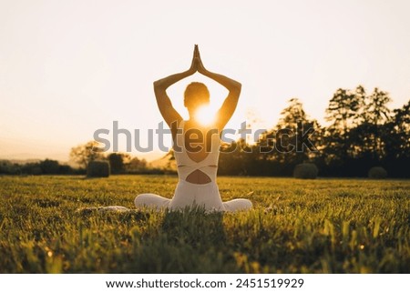 Similar – Image, Stock Photo Woman practicing yoga in various poses (asana)