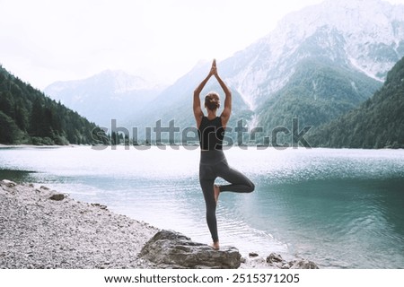 Image, Stock Photo Woman practicing yoga in various poses (asana)