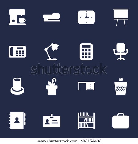 Set Of 16 Workspace Icons Set.Collection Of Calculate, Phone, Flower And Other Elements.