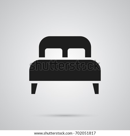 Isolated Double Bed Icon Symbol On Clean Background. Vector Bedroom Element In Trendy Style.