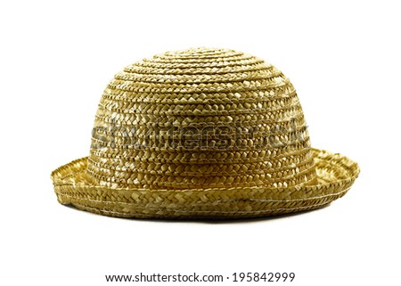 single old straw hat with isolated white background