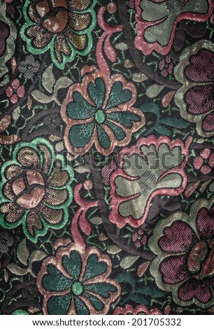 asia style flower Fabric pattern with retro filter textile  as background