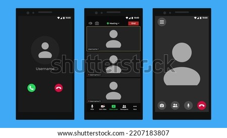 Template video conference user interface. User web video call window. User web video call window. Video call illustration. Talking user frame on screen.