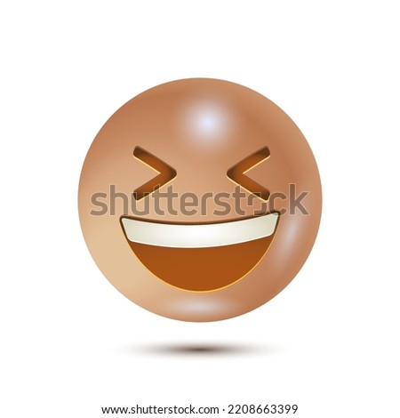 Grinning squinting face. funny yellow emoticon. realistic emoticon. Isolated 3D. Vector Emoticon. for web interface