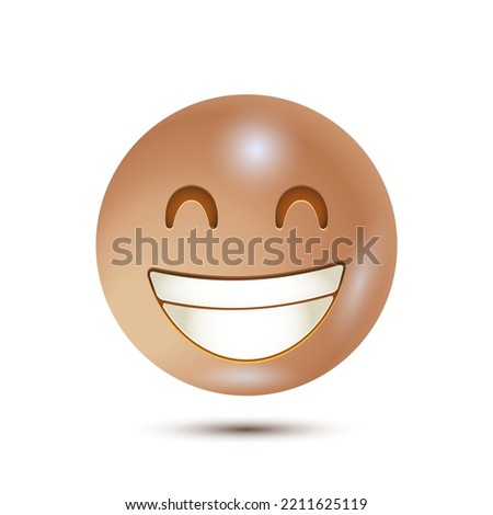 Grin, Beaming face with smiley eyes, cheesy face. 3D stylized vector icon. realistic emoticon. isolated in white background. Vector Emoticon. for web interface