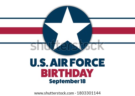 U.S. Air Force Birthday. September 18. Holiday concept. Template for background, banner, card, poster with text inscription. Vector EPS10 illustration