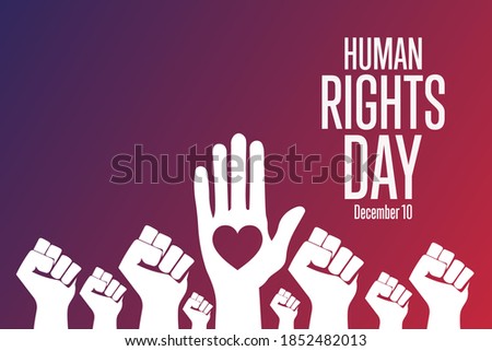 Human Rights Day. December 10. Holiday concept. Template for background, banner, card, poster with text inscription. Vector EPS10 illustration