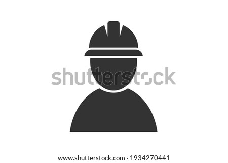 Worker in a helmet. Simple icon set. Flat style element for graphic design. Vector EPS10 illustration