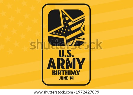 U.S. Army Birthday. June 14. Holiday concept. Template for background, banner, card, poster with text inscription. Vector EPS10 illustration