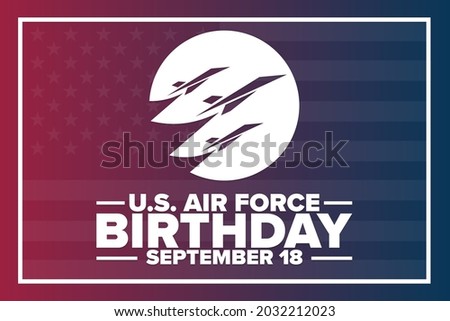 U.S. Air Force Birthday. September 18. Holiday concept. Template for background, banner, card, poster with text inscription. Vector EPS10 illustration