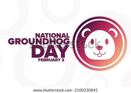 National Groundhog Day. February 2. Holiday concept. Template for background, banner, card, poster with text inscription. Vector EPS10 illustration