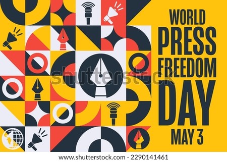 World Press Freedom Day. May 3. Holiday concept. Template for background, banner, card, poster with text inscription. Vector EPS10 illustration