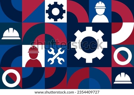 Happy Labor Day. Seamless geometric pattern. Template for background, banner, card, poster. Vector EPS10 illustration