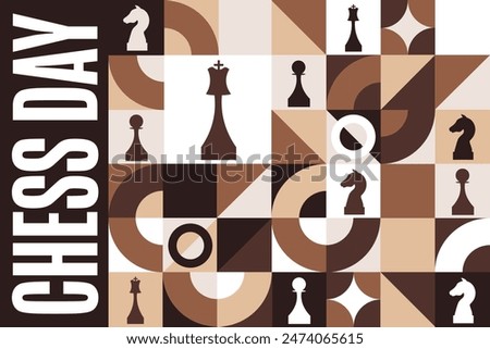 International Chess Day. July 20. Holiday concept. Template for background, banner, card, poster with text inscription. Vector EPS10 illustration