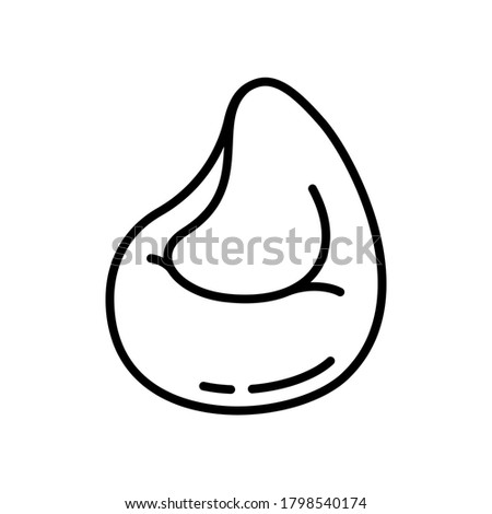 Beanbag chair. Linear icon of comfortable chair bag. Black simple illustration of frameless furniture, pear-shaped armchair, home interior. Contour isolated vector emblem on white background