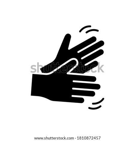 Silhouette of Shaking or clapping hands. Outline icon of palms rubbing against each other. Black simple illustration of applause. Flat isolated vector pictogram, white background