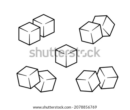 Sugar or ice cubes, linear icons set. Outline simple vector. Contour isolated pictogram on white background