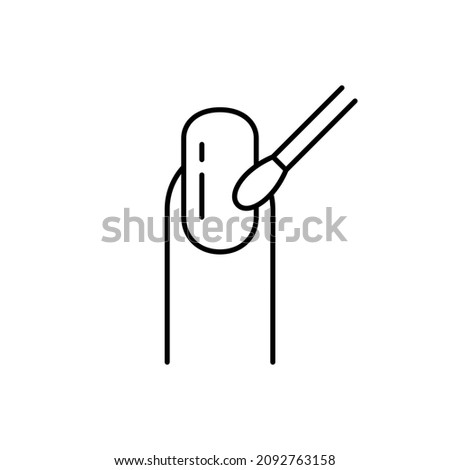 Cuticle removal linear icon. Nail with milling cutter for manicure or metal spatula. Outline simple vector. Contour isolated pictogram on white background