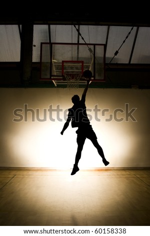 Basketball jump - black silhouette