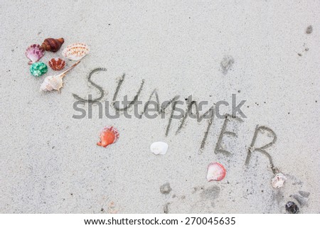 word summer written in sand background