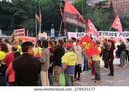 Madrid Spain - April 23, 2015: People protest on the street in Madrid.