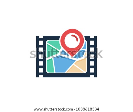 Movie Map Icon Logo Design Element
