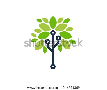 Tree Tech Icon Logo Design Element