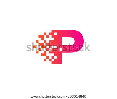 P Letter Pixel Motion Logo Design Template 