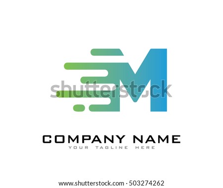 Motion Speed Line Letter M Logo Design Template Element