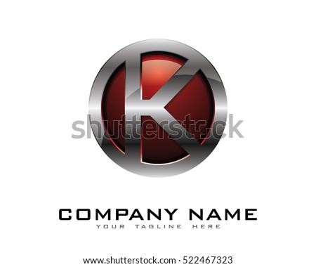 Letter K 3D Chrome Circle Logo Design Template