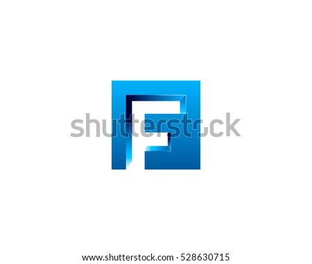 Initial Letter F #D Square Logo Design Template