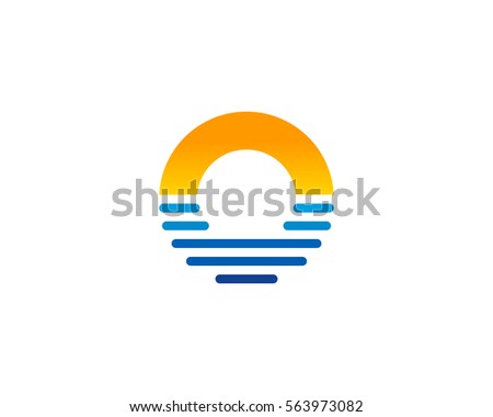 Letter O Sunset Logo Design Element