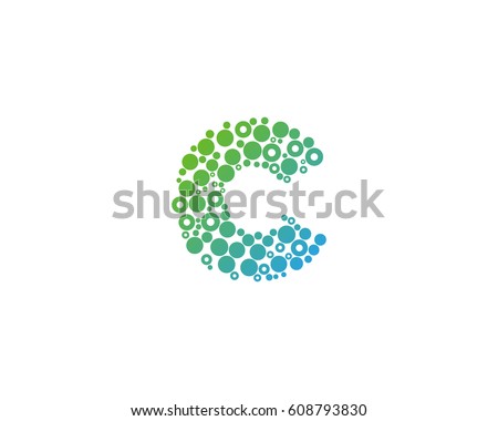 Letter C Dot Circle Bubble Logo Design Element