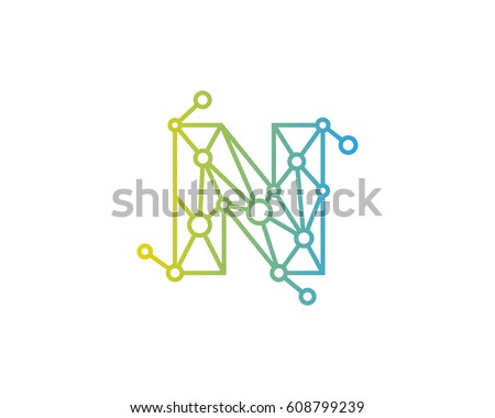 Letter N Connected Circle Network Logo Design Element