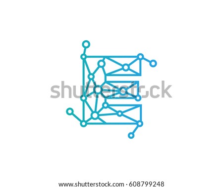 Letter E Connected Circle Network Logo Design Element