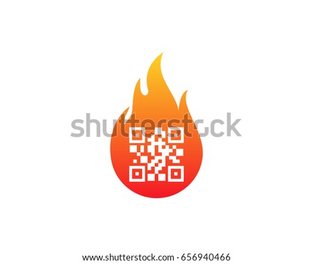 Fire Barcode Icon Logo Design Element