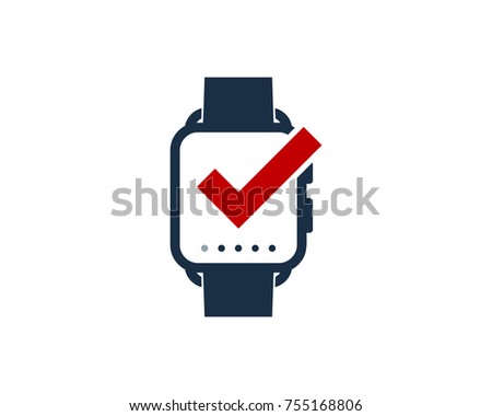 Check Smart Watch Icon Logo Design Element
