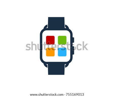 Square Smart Watch Icon Logo Design Element