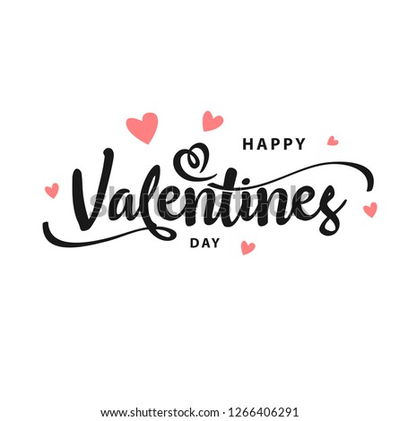 Happy Valentines Day typography poster with handwritten calligraphy text, isolated on white background. Vector Illustration - Vector Сток-фото © 