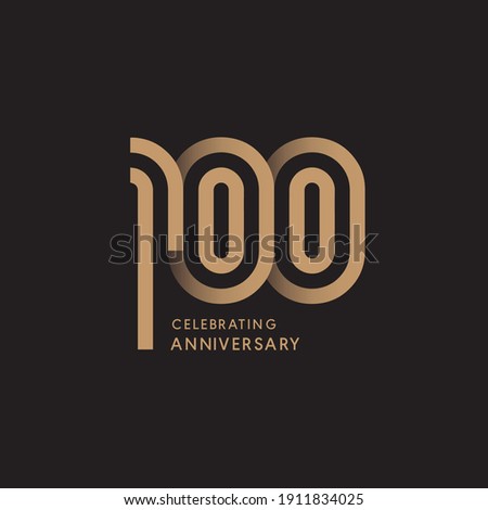 100 years anniversary celebration logotype with modern number gold color for celebration