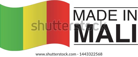 Made in Mali collection of ribbon, label, stickers, badge, icon and page curl with Mali  flag symbol. Vector illustration isolated on white background.  Stamp with Made in Mali  text.