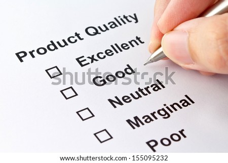 product quality evaluation isolated over white background