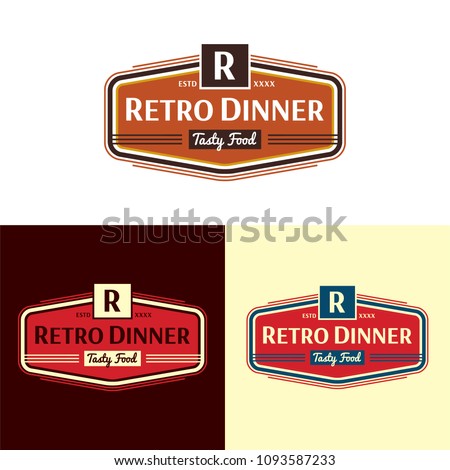 Retro Dinner Logo. Vector Illustration. A badge style retro logo for any kind of company.