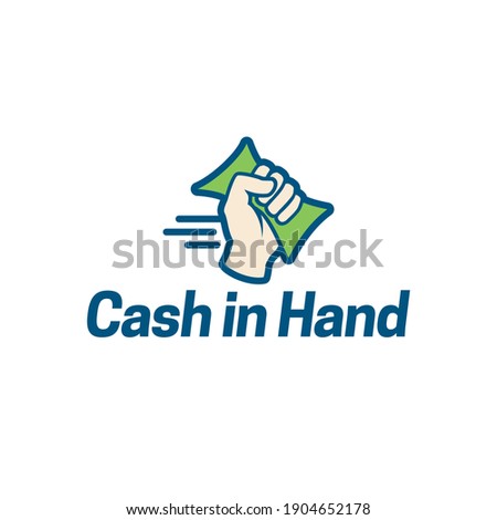 Cash in Hand Logo and Icon. Vector Illustration. A logo featuring an icon of a hand holding cash.