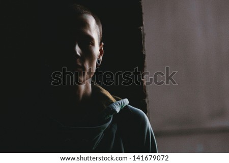 Portrait of a male model in the dark