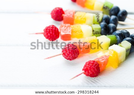 Fresh summer fruits on sticks