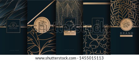Collection of design elements,labels,icon,frames, for logo,packaging,design of luxury products.for perfume,soap,wine, lotion.Made with Isolated on black background.vector illustration ストックフォト © 