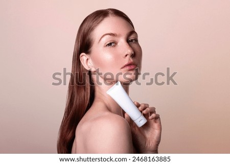 Similar – Image, Stock Photo Sensitive young female model at cliff