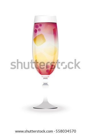 Kir Royal cocktail. Vector illustration on white background.