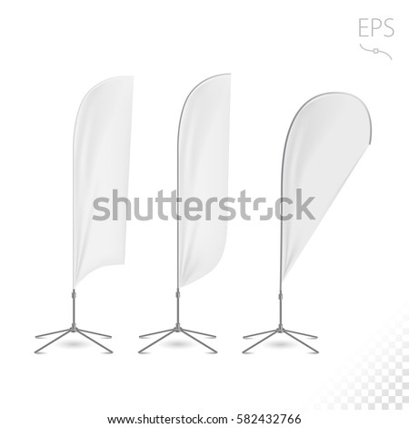 White Flag Blank Expo Banner Stand. Trade show expo booth Template mock up for your expo design.
